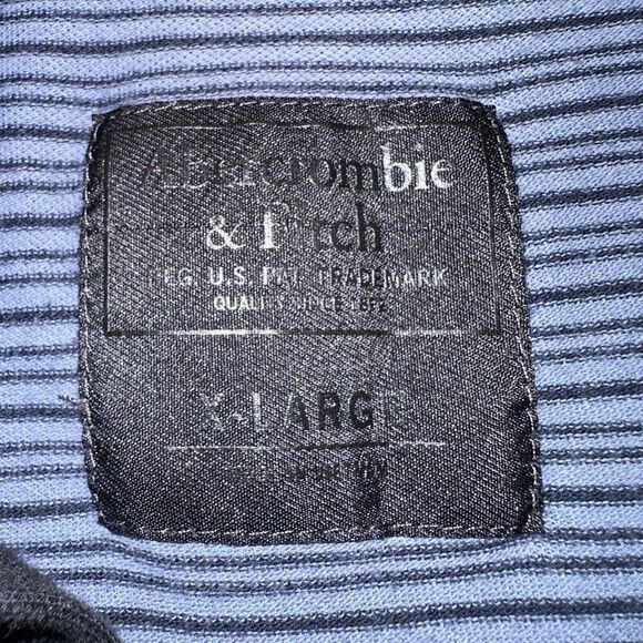 Abercrombie & Fitch Polo Shirt Mens XL (L) Blue Striped Short Sleeve Pullover - Picture 2 of 8